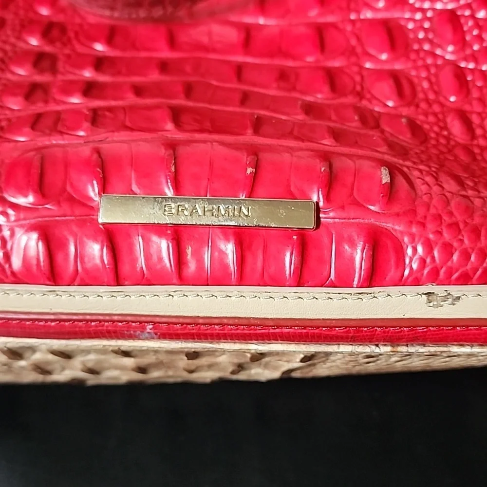 Brahmin Marianna Ember Fuego Genuine Croc Embossed Leather Shoulder Bag - Picture 8 of 12